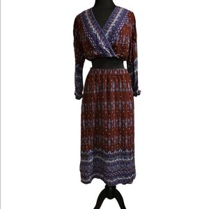 Shein Boho 2 piece 0XL Top & Skirt Set